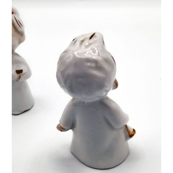 Ceramic Choir Boy Angel Baby Figures Pair Vintage w Instruments 2.75 Inch Japan - Picture 5 of 16
